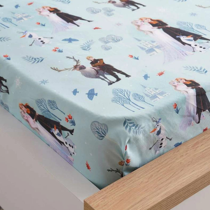 Frozen Wonder Microfiber Fitted Sheet 90X200+25Cm - Blue