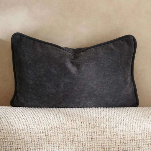 Fs.Habitat Textured Velvet Cushion Cover With Piping 40X65Cm-Grey Pan Home