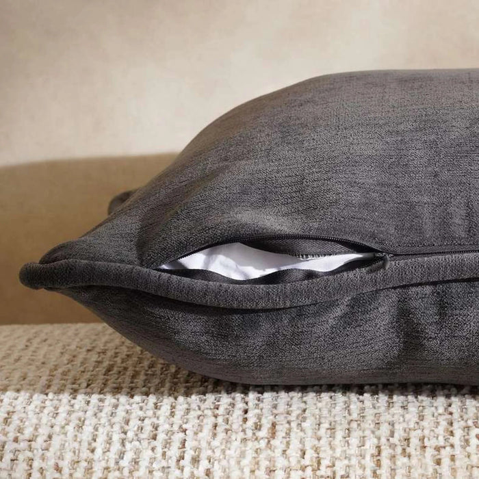 Fs.Habitat Textured Velvet Cushion Cover With Piping 40X65Cm-Grey Pan Home