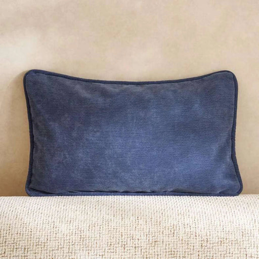 Fs.Habitat Textured Velvet Cushion Cover With Piping 40X65Cm-Navy Pan Home