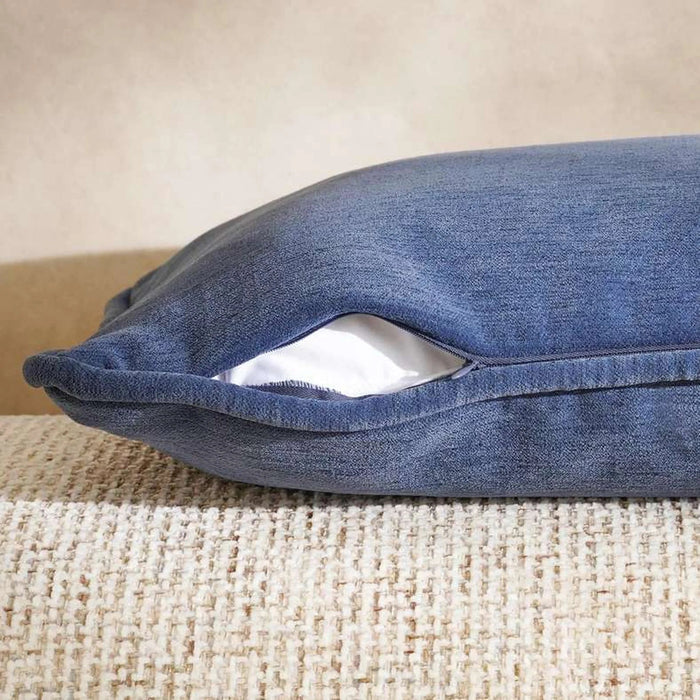 Fs.Habitat Textured Velvet Cushion Cover With Piping 40X65Cm-Navy Pan Home