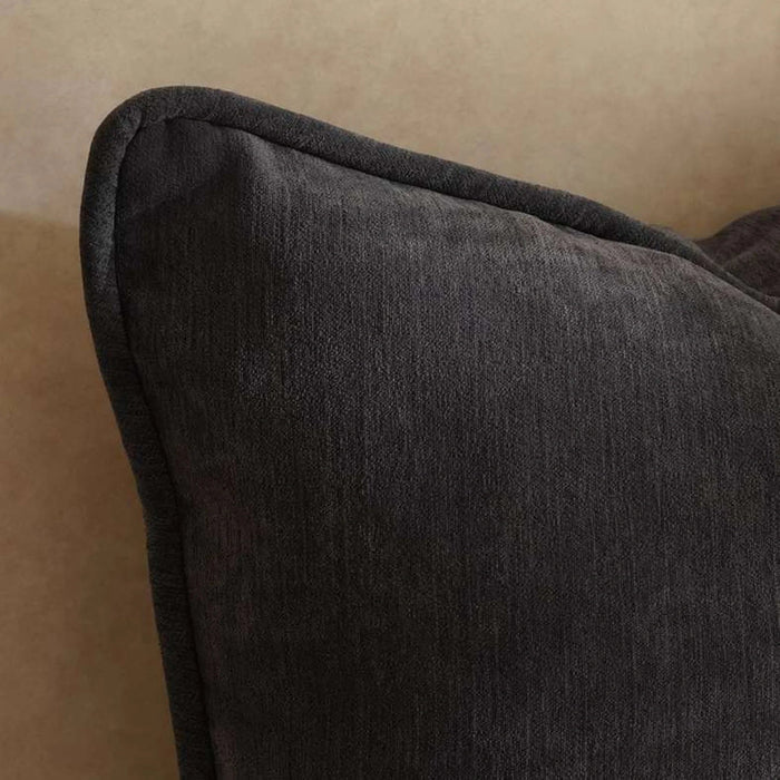 Fs.Habitat Textured Velvet Cushion Cover With Piping 60X60Cm-Grey Pan Home