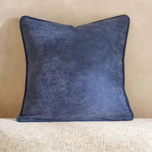 Fs.Habitat Textured Velvet Cushion Cover With Piping 60X60Cm-Navy Pan Home