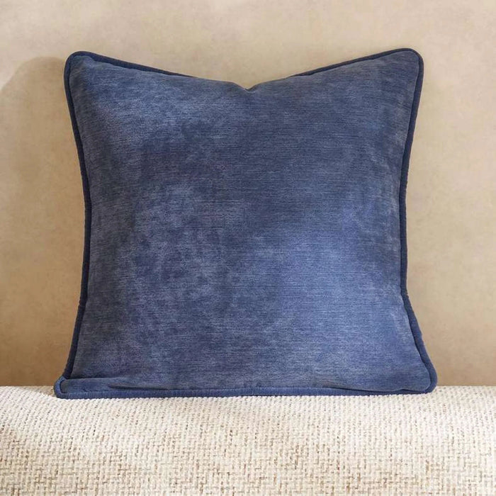 Fs.Habitat Textured Velvet Cushion Cover With Piping 60X60Cm-Navy Pan Home