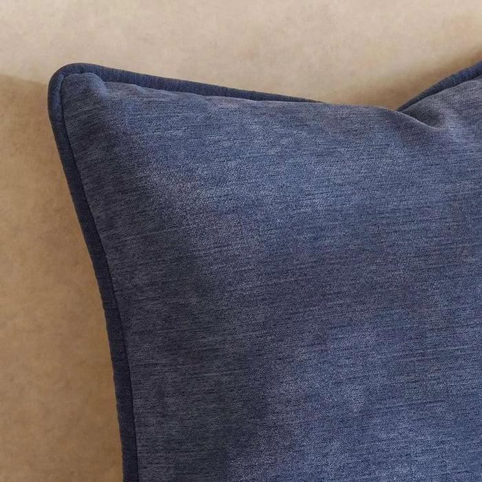 Fs.Habitat Textured Velvet Cushion Cover With Piping 60X60Cm-Navy Pan Home