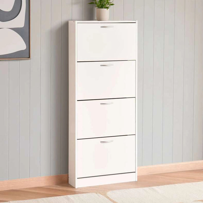 Furinno Shoe Rack 12 Pairs With 4 Drawer - White