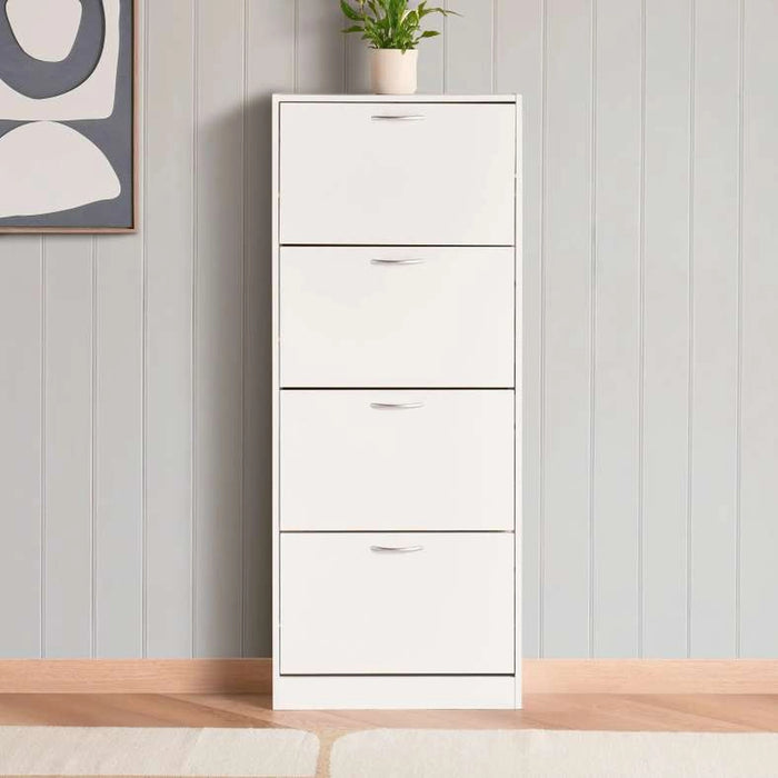 Furinno Shoe Rack 12 Pairs With 4 Drawer - White