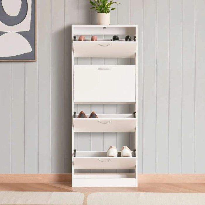 Furinno Shoe Rack 12 Pairs With 4 Drawer - White