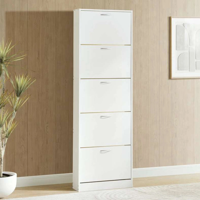 Furinno Shoe Rack 15 Pairs With 5 Drawer - White