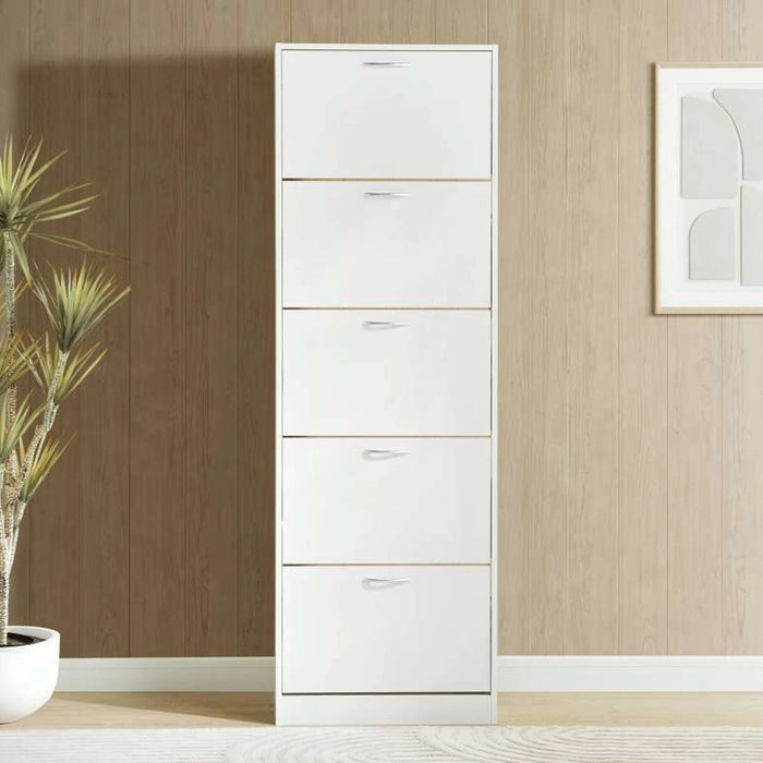 Furinno Shoe Rack 15 Pairs With 5 Drawer - White