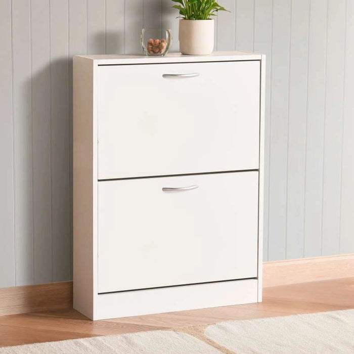 Furinno Shoe Rack 6 Pairs With 2 Drawer - White