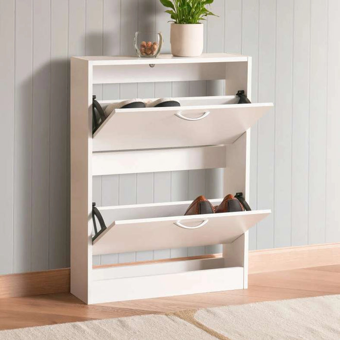 Furinno Shoe Rack 6 Pairs With 2 Drawer - White