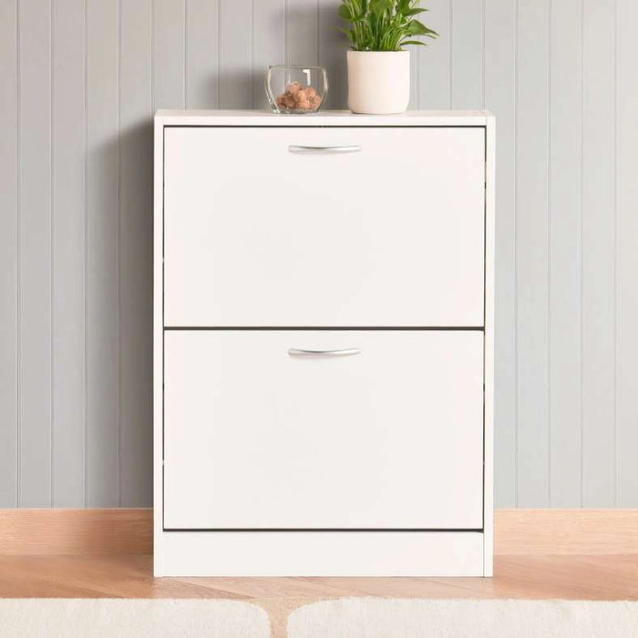 Furinno Shoe Rack 6 Pairs With 2 Drawer - White