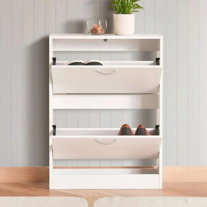 Furinno Shoe Rack 6 Pairs With 2 Drawer - White
