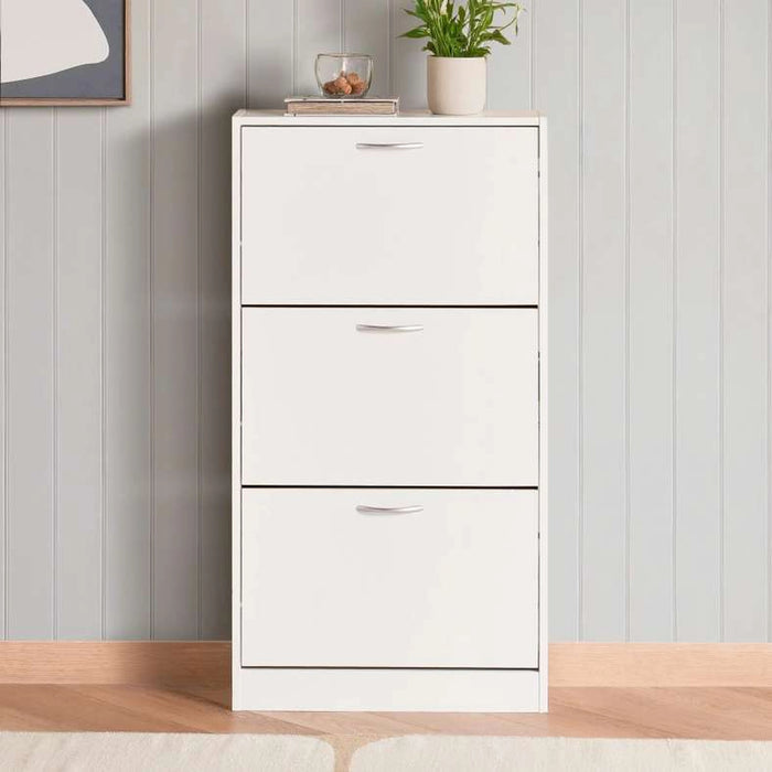 Furinno Shoe Rack 9 Pairs With 3 Drawer -White
