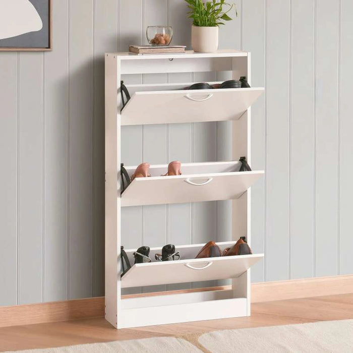 Furinno Shoe Rack 9 Pairs With 3 Drawer -White
