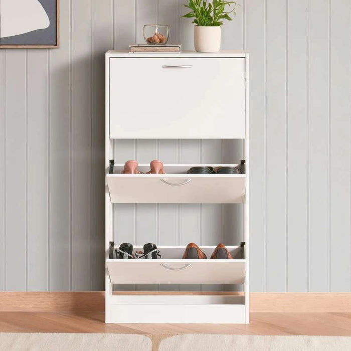 Furinno Shoe Rack 9 Pairs With 3 Drawer -White