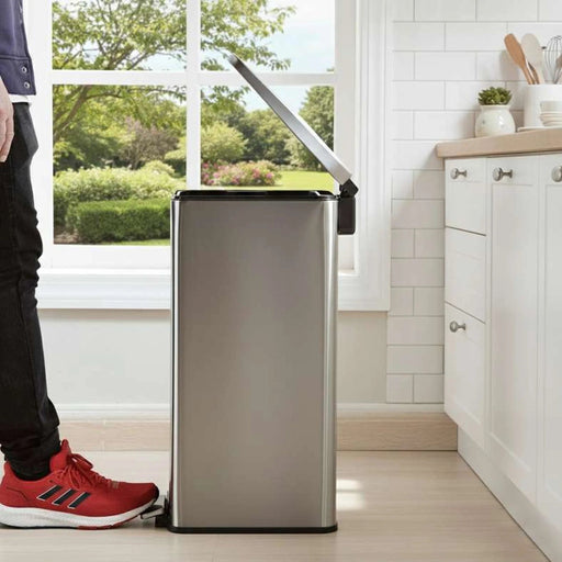 Gabriel  Soft Close Metal Pedal Bin With Fingerprint Resistant 20L 20.8X37.5X61Cm - Chrome Pan Home