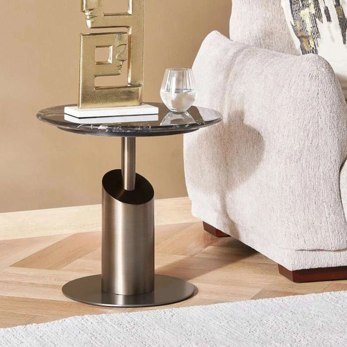 Gael End Table Marble - Black Gold