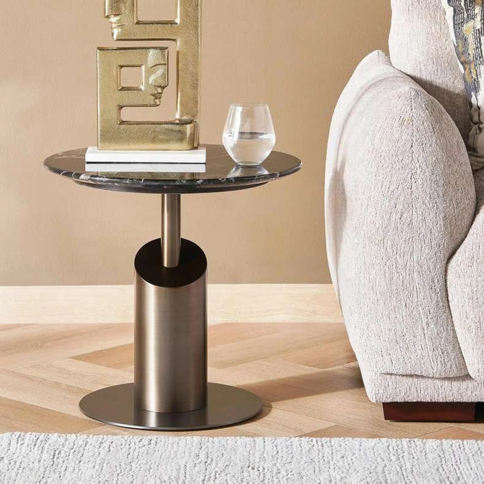 Gael End Table Marble - Black Gold