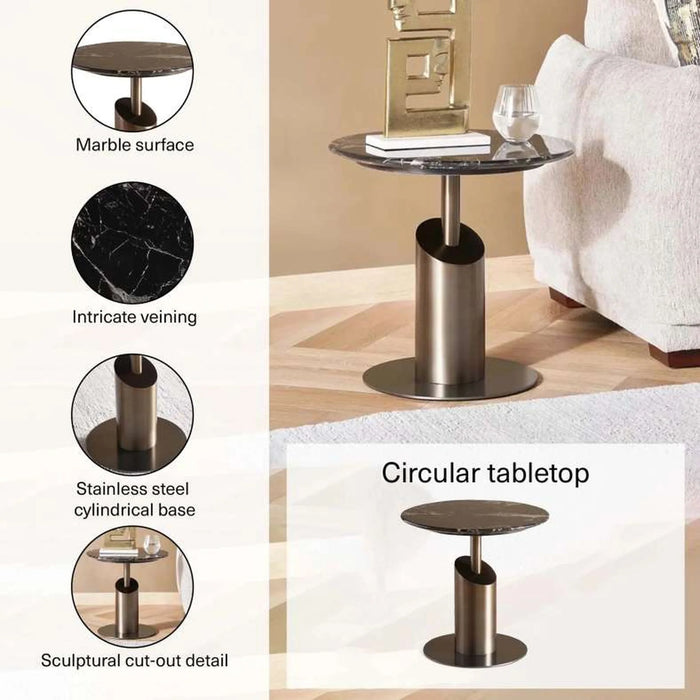 Gael End Table Marble - Black Gold