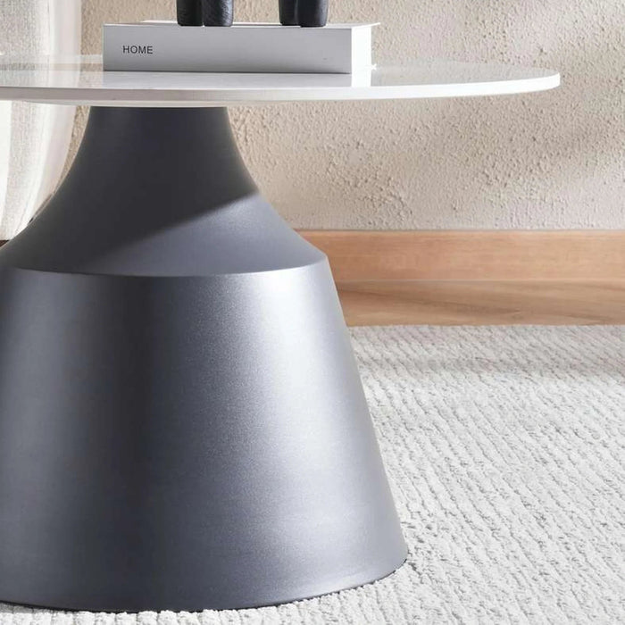 Gaia Set Of 2 Coffe Table Sintered Stone Top Grey Pan Home
