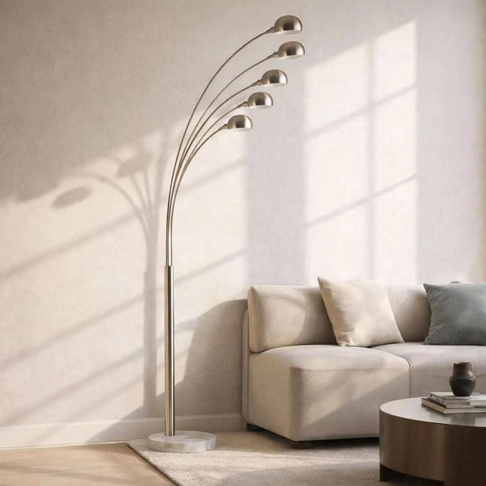 Galaxy 5-Light E14 Arc Floor Lamp 160X40X220Cm - Satin Nickel