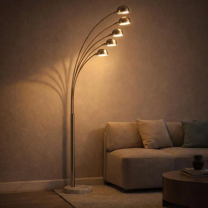 Galaxy 5-Light E14 Arc Floor Lamp 160X40X220Cm - Satin Nickel