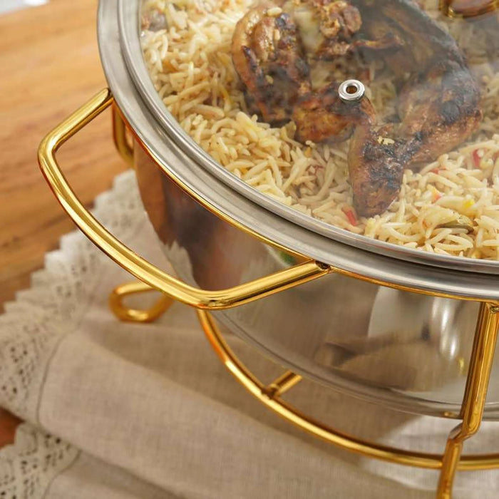 Galaxy Chafing Dish With Lid 4L -Chrome & Gold