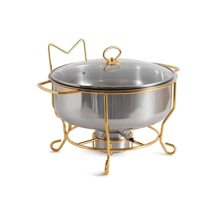 Galaxy Chafing Dish With Lid 4L -Chrome & Gold