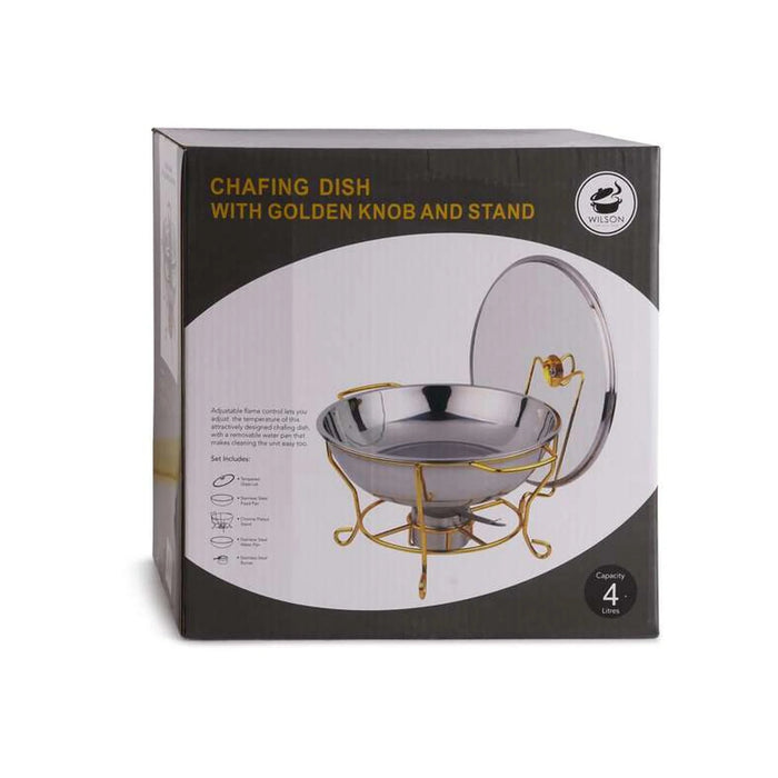 Galaxy Chafing Dish With Lid 4L -Chrome & Gold