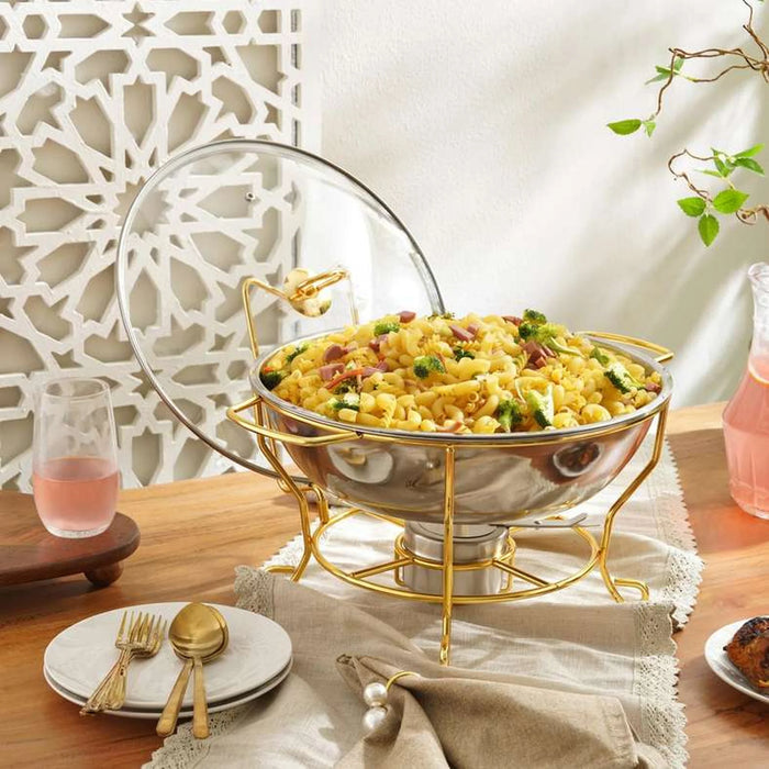 Galaxy Chafing Dish With Lid 6L -Chrome & Gold