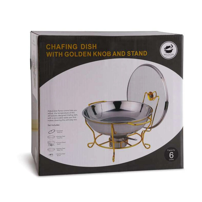 Galaxy Chafing Dish With Lid 6L -Chrome & Gold