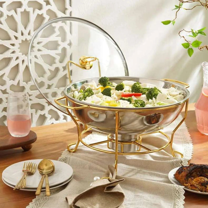 Galaxy Chafing Dish With Lid 8L -Chrome & Gold Pan Home