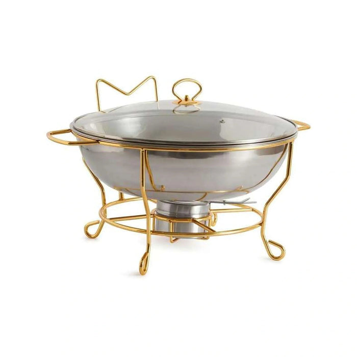 Galaxy Chafing Dish With Lid 8L -Chrome & Gold Pan Home