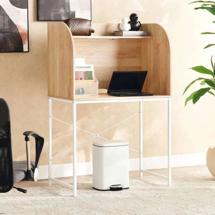 Ganas Computer Desk Melamine - Natural & White