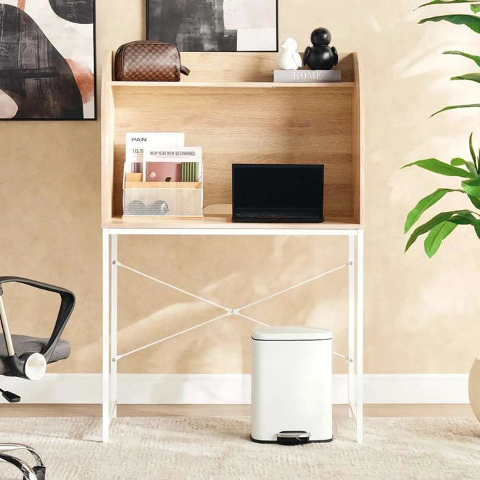 Ganas Computer Desk Melamine - Natural & White