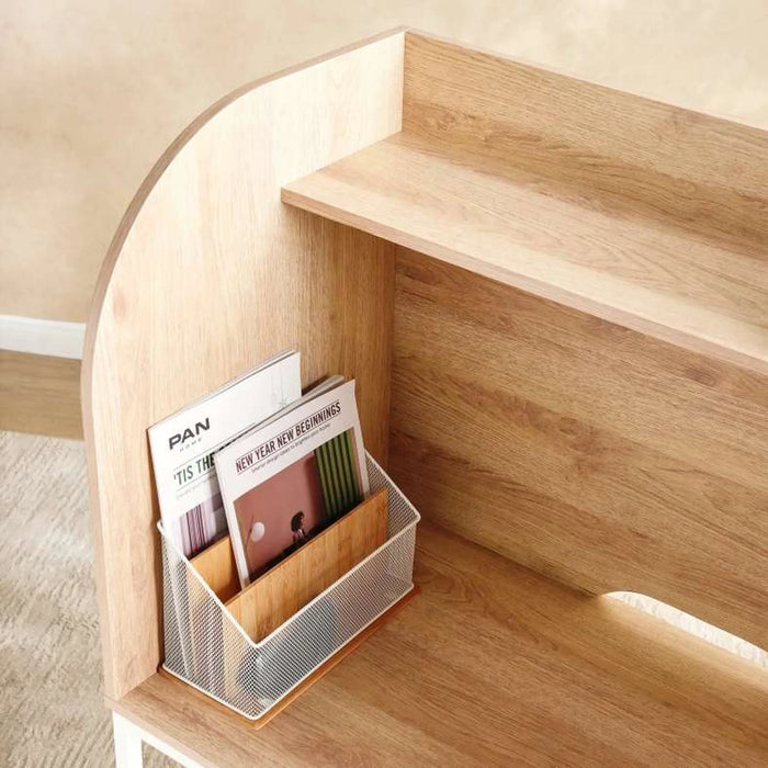 Ganas Computer Desk Melamine - Natural & White