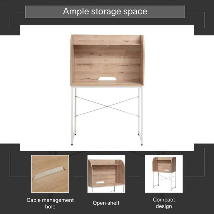 Ganas Computer Desk Melamine - Natural & White