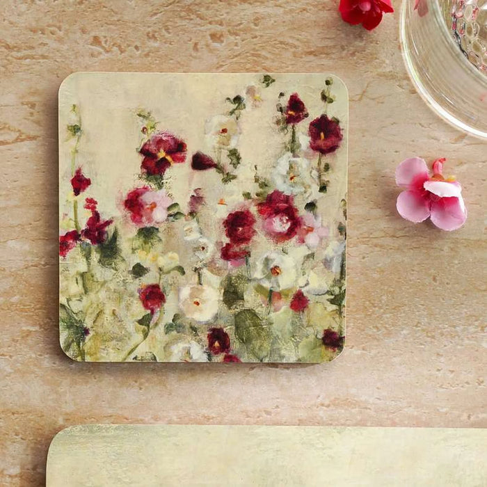 Garden 4Piece Corkback Coaster Set 10X10Cm - Burgundy