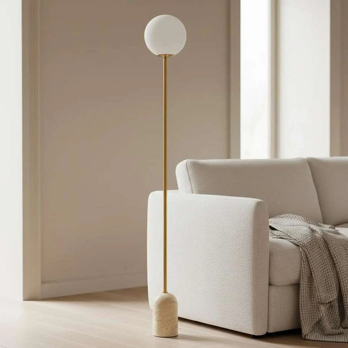 Gelmore E27 Travertine Base Floor Lamp 20X150Cm - Natural