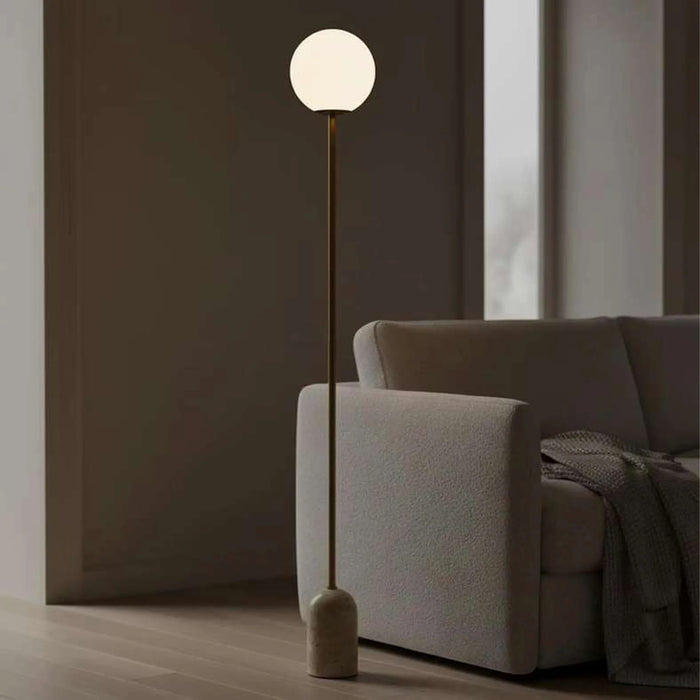 Gelmore E27 Travertine Base Floor Lamp 20X150Cm - Natural