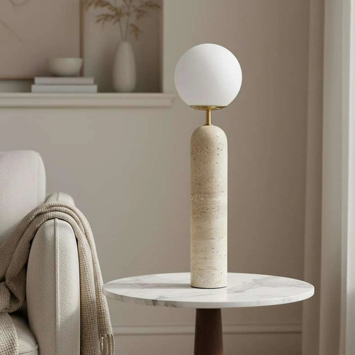 Gelmore E27 Travertine Base Table Lamp 15X56Cm - Natural Pan Home