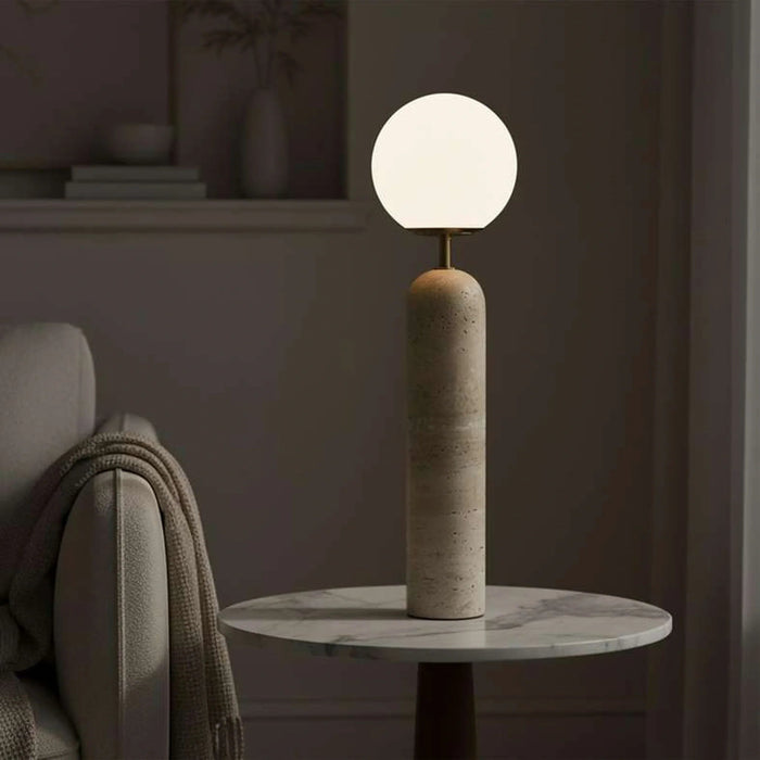 Gelmore E27 Travertine Base Table Lamp 15X56Cm - Natural Pan Home