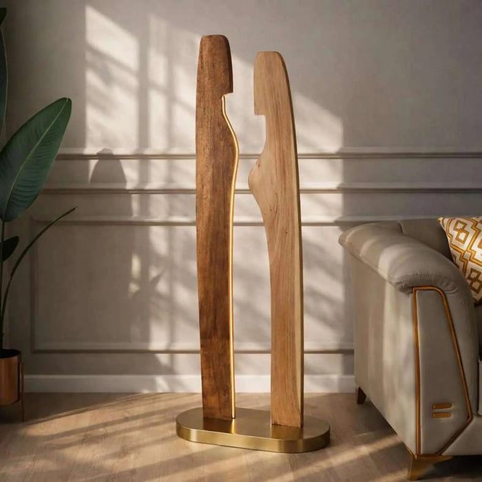 Gentry Integrated Led Wooden Floor Lamp 16W Dimmable 60X28X147Cm.- Natural Pan Home