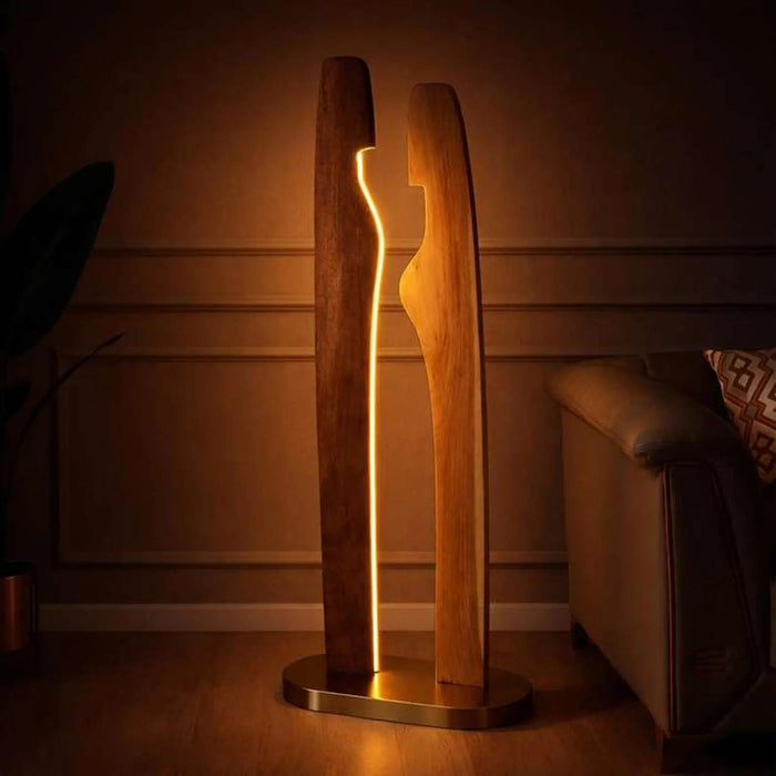 Gentry Integrated Led Wooden Floor Lamp 16W Dimmable 60X28X147Cm.- Natural Pan Home