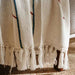 Geo Embroidered  Throw With Fringes-130X170- Ivory Pan Home