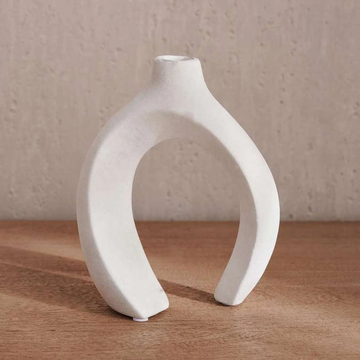 Gerda Terracotta Hollow Vase 14.5X6X17.5Cm - White