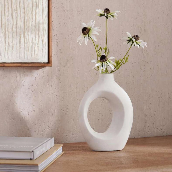 Gerda Terracotta Hollow Vase 16X7X21.5Cm - White