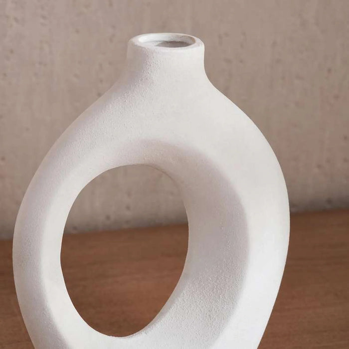 Gerda Terracotta Hollow Vase 16X7X21.5Cm - White
